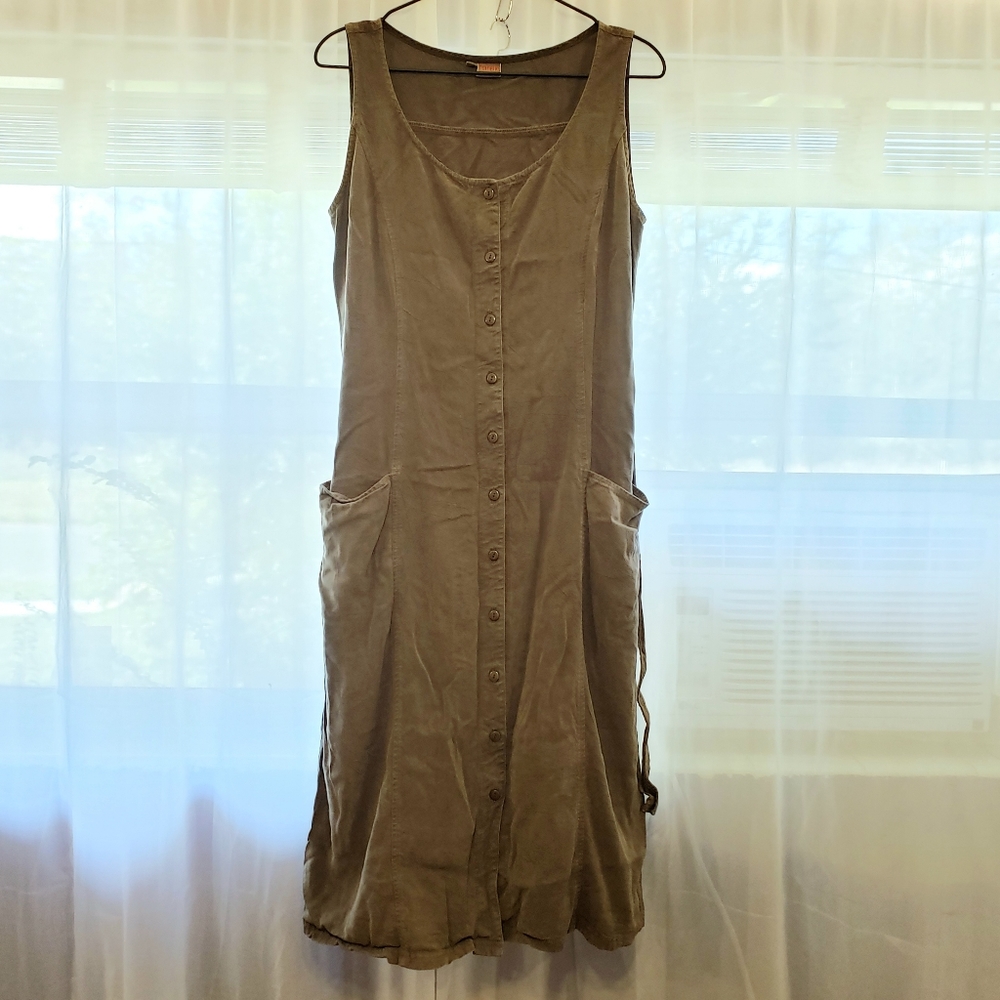 Sleeveless Tencel/Rayon Button Front Dress